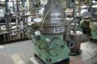 USED: Westfalia SA35-01-576 desludger disc centrifuge. 316 stainless steel construction on product contact areas, max bowl speed 6000 rpm, separator design, light and heavy phase centripetal pump liq...