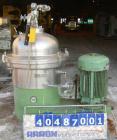 USED: Westfalia clarifier, type SA40-06-177. Material of construction is stainless steel on product contact parts. Max bowl speed 4500 tpm by a 37.5 hp/25 kw-420 volt/50 cycle/3 ph V-belt driven XP m...
