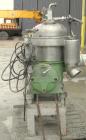 Used Westfalia SA7-06-076 Desludger Disc Centrifuge, 316 Stainless Steel Construction (Product Contact Areas). Maximum bowl speed 8400 rpm, clarifier design, centripetal pump liquid discharge. Driven...