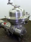 Used Westfalia SAMM 12006 Disc Centrifuge. 421 Stainless steel construction (product contact areas). Maximum bowl speed 4500 rpm, separator design, direct drive, 30 hp/22 kw drive motor (380/3/50). I...