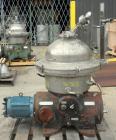 Used- Westfalia Disc Centrifuge, Model SAMN 5036, 434 Stainless Steel. Driven by a 5.5 kW bowl top, disc stack, centripetal ...
