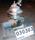 Used Westfalia Disc Centrifuge, Model SAMN 5036, 434 Stainless Steel. Driven by a 5.5 kW bowl top, disc stack, centripetal pump, splitter disc.