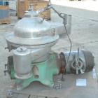 Used Westfalia Disc Centrifuge, Model SAMN-5036, 329 stainless steel. Maximum bowl speed 6500 rpm, centripetal pump liquid discharge. Direct driven by an approximately 20 hp motor.