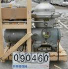 Used Westfalia SAMN-5036 Desludger Disc Centrifuge, 329 Stainless Steel Construction (Product Contact Areas). Max bowl speed 6500 RPM, separator design, light phase gravity liquid discharge, heavy ph...