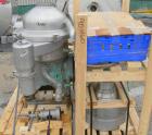 Used Westfalia SAMN-5036 Desludger Disc Centrifuge, 329 Stainless Steel Construction (Product Contact Areas). Max bowl speed 6500 RPM, separator design, light phase gravity liquid discharge, heavy ph...