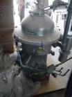 Used Westfalia SAMN-5036 Desludger Disc Centrifuge, 329 Stainless Steel Construction (Product Contact Areas). Max bowl speed 6500 RPM, separator design, light phase gravity liquid discharge, heavy ph...