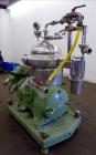 Used Westfalia SAMR-3036 Desludger Disc Centrifuge. 316 Stainless steel (product contact areas), maximum bowl speed 7500 rpm, clarifier design (liquid/solids separation), centripetal pump liquid disc...