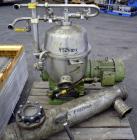 Used Westfalia SB-7-01-576 Desludger Disc Centrifuge, 316 Stainless steel (product contact areas), maximum bowl speed 9160 rpm, separator design (liquid/liquid/solids separation), light & heavy phase...