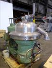 Used Westfalia SB-80-33-177 Desludger Disc Centrifuge. 316 Stainless steel construction (product contact areas), maximum bowl speed 4420 rpm, separator design (Liquid/liquid/solids separation), self-...