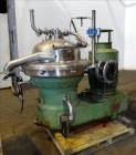 Used Westfalia SB-80-33-177 Desludger Disc Centrifuge. 316 Stainless steel construction (product contact areas), maximum bowl speed 4420 rpm, separator design (Liquid/liquid/solids separation), self-...
