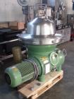 Used Westfalia SB-80-36-076 Desludger Disc Centrifuge. 316 stainless steel on product contact areas. Max bowl speed 4500 rpm, self-thinking solids discharge design, centripetal pump liquid discharge,...