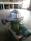 Used Westfalia SB-80-36-076 Desludger Disc Centrifuge. 316 stainless steel on product contact areas. Max bowl speed 4500 rpm, self-thinking solids discharge design, centripetal pump liquid discharge,...