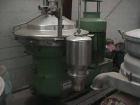 Used Westfalia SB-80-47-177 Desludger Disc Centrifuge, 316 stainless steel construction on product contact areas. Maximum bowl speed 4420 rpm, clarifier design,  hydro-hermetic design, centripetal pu...