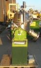 Used Westfalia SB-7-06-076 Desludger Disc Centrifuge, 316 stainless steel construction on product contact areas, clarifier design, centripetal pump liquid discharge, direct drive configuration, appro...
