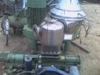 USED: Westfalia high speed clarifying centrifuge, model SC 35-06-177.All wetted parts sanitary stainless steel, 18.5 kw v-belt main drive.Bowl is rated for 7,230 rpm with specific gravities of 1.1 li...