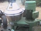 USED: Westfalia high speed clarifying centrifuge, model SC 35-06-177.All wetted parts sanitary stainless steel, 18.5 kw v-belt main drive.Bowl is rated for 7,230 rpm with specific gravities of 1.1 li...