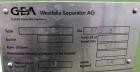 Used GEA Westfalia SC-70-36-777 Desludger Disc Centrifuge. Stainless steel construction (product contact areas), clarifier design (liquid/solids separation), timed solids discharge, centripetal pump ...