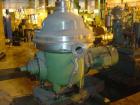 USED: Westfalia CSA160-47-076 clarifier/desludger centrifuge. Materialof construction is 316 stainless steel. (Werkstoff 1.4590). Max bowlspeed is 5920 rpm. Bowl diameter is approx 18