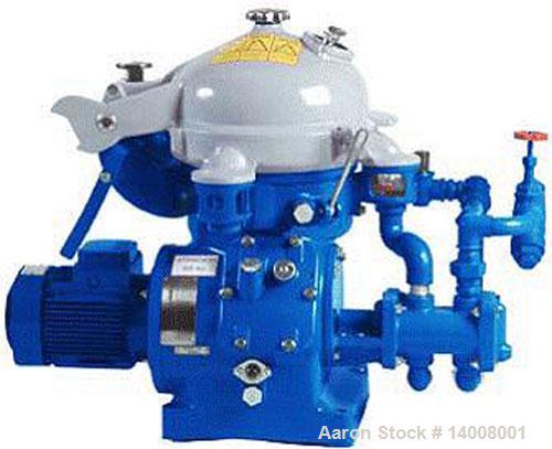 Used Alfa Laval BDB 104 Centrifuge. 316 stainless steel construction. 2.2 kW, 7.5 hp-380 volt/50 cycle/3 ph flanged driven motor.