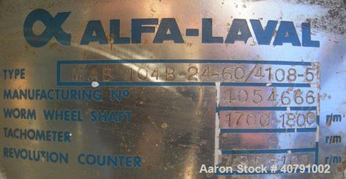 Used- Stainless Steel Alfa Laval Solid Bowl Disc Centrifuge