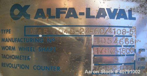Used Stainless Steel Alfa Laval Solid Bowl Disc Centrifuge