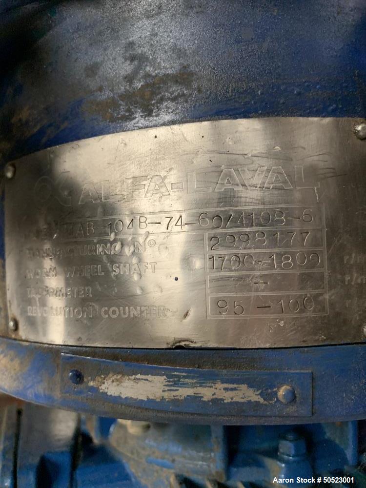 Used- Alfa Laval MAB-104B-74-60 Solid Bowl Disc Centrifuge