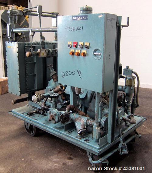 Used Alfa Laval MAB-206S-29-60 Solid Bowl Disc Centrifuge. 316 Stainless steel product contact areas, purifier design, maximum bowl speed 1700-1800 rpm, 10 hp drive motor, aluminum casing, centrifuge...