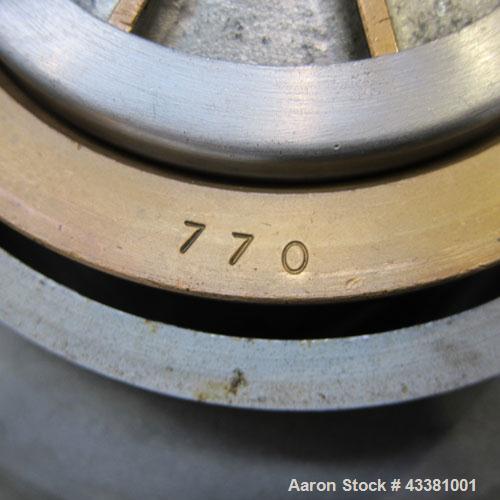 Used Alfa Laval MAB-206S-29-60 Solid Bowl Disc Centrifuge. 316 Stainless steel product contact areas, purifier design, maximum bowl speed 1700-1800 rpm, 10 hp drive motor, aluminum casing, centrifuge...