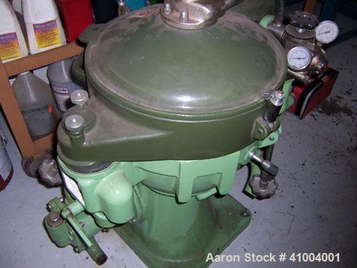 Used Alfa Laval MAB-206 Solid Bowl Disc Centrifuge. Stainless steel/aluminum construction, separator design, 1 hp drive motor 220/440/3/60. Unit reported to be fully reconditioned.