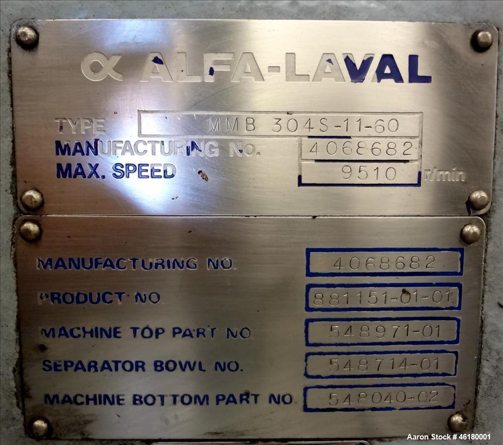 Alfa Laval MMB-304S-11-60 Solids-retaining Centrifugal Separators