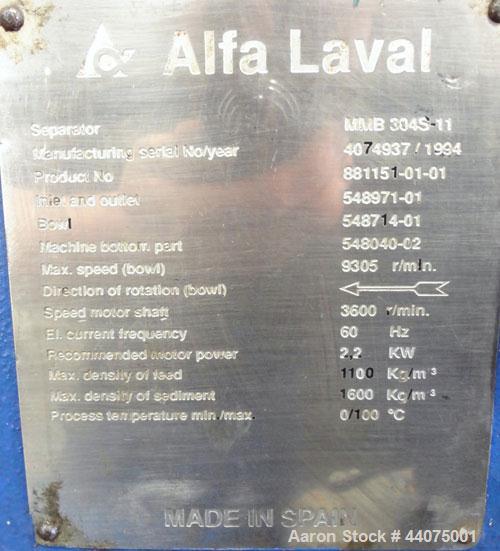 Alfa Laval MMB 304S-11 Solids-retaining Centrifugal Separators