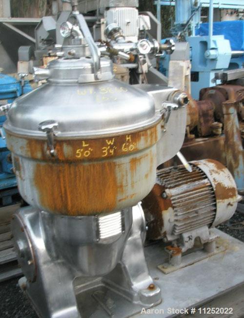 Used- Alfa Laval SRG-214-14HH Solid Bowl Disc Centrifuge