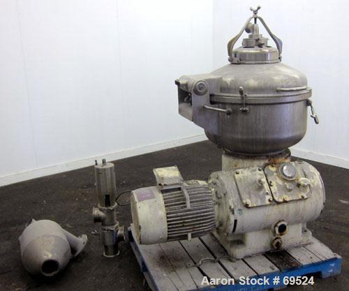 Used Stainless Steel Alfa-Laval Solid Bowl Disc Centrifuge, Model TGV-214H  