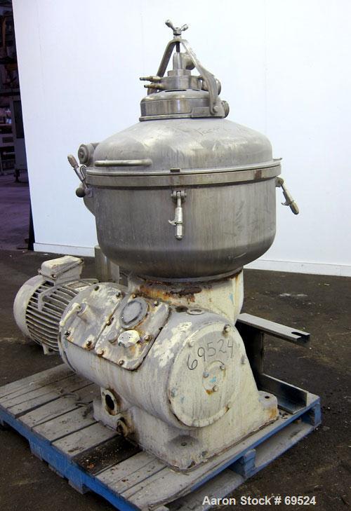 Used Stainless Steel Alfa-Laval Solid Bowl Disc Centrifuge, Model TGV-214H  