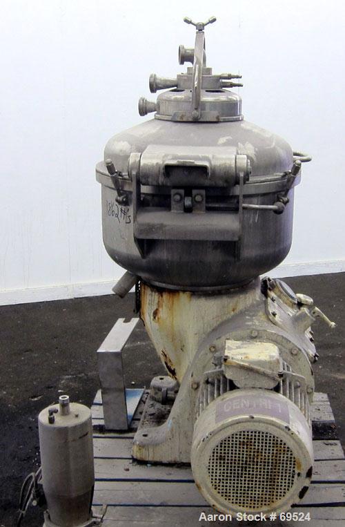 Used Stainless Steel Alfa-Laval Solid Bowl Disc Centrifuge, Model TGV-214H  