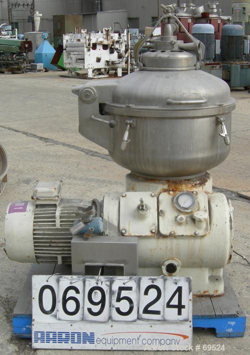 Used Stainless Steel Alfa-Laval Solid Bowl Disc Centrifuge, Model TGV-214H  