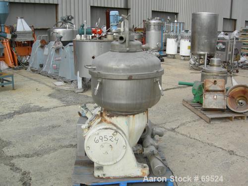 Used Stainless Steel Alfa-Laval Solid Bowl Disc Centrifuge, Model TGV-214H  