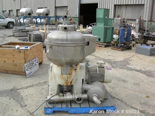 Used Stainless Steel Alfa-Laval Solid Bowl Disc Centrifuge, Model TGV-214H  