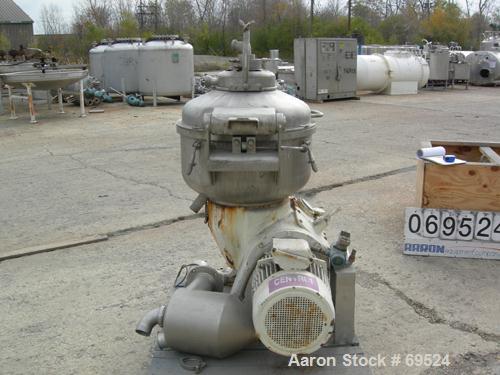 Used Stainless Steel Alfa-Laval Solid Bowl Disc Centrifuge, Model TGV-214H  
