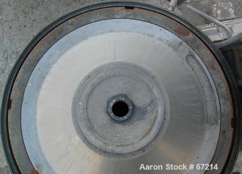 USED: Alfa Laval TVB-214H-15-21-60 solid bowl disc centrifuge. 316 stainless steel construction, separator design, coupled drive, sub-base, 15 hp drive motor 440/3/60/1790 rpm.