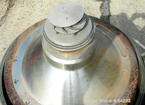 USED: Alfa-Laval BRH-214-34H-12 solid bowl disc centrifuge. 329 stainless steel construction (product contact areas), max bowl speed 4500 rpm, clarifier design, bottom feed, hermetic design, centrifu...
