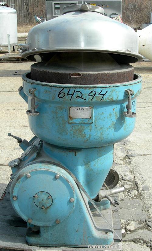 Used Stainless Steel Alfa-Laval Solid Bowl Disc Centrifuge. BRH-214-34H-12  