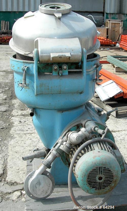 Used Stainless Steel Alfa-Laval Solid Bowl Disc Centrifuge. BRH-214-34H-12  