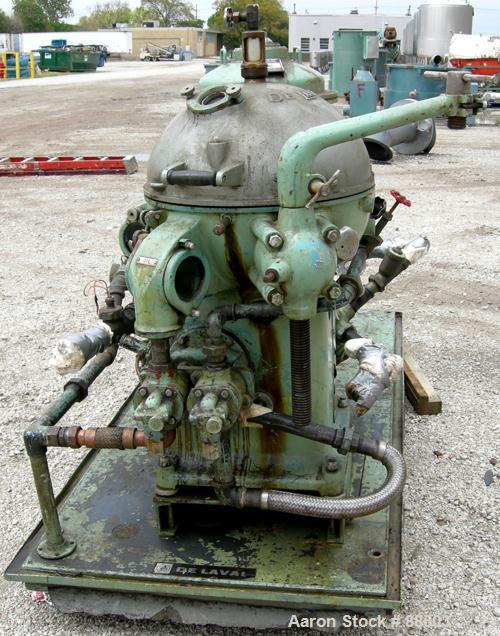 USED: Delaval model B1729C-60 solid bowl disc centrifuge, stainless steel/aluminum construction on product contact areas. 6400 max bowl speed, purifier/clarifier design, light phase centripetal pump ...
