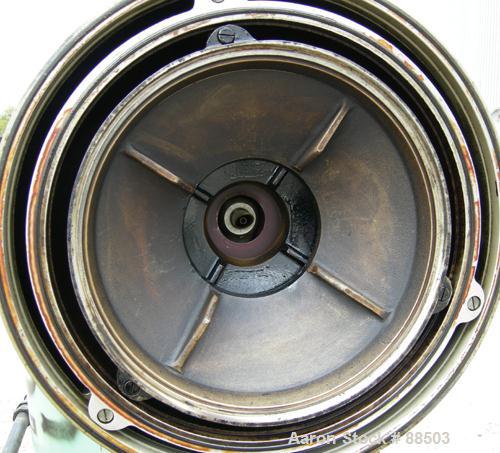 USED: Delaval model B1729C-60 solid bowl disc centrifuge, stainless steel/aluminum construction on product contact areas. 6400 max bowl speed, purifier/clarifier design, light phase centripetal pump ...