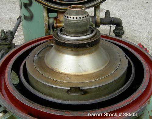 USED: Delaval model B1729C-60 solid bowl disc centrifuge, stainless steel/aluminum construction on product contact areas. 6400 max bowl speed, purifier/clarifier design, light phase centripetal pump ...