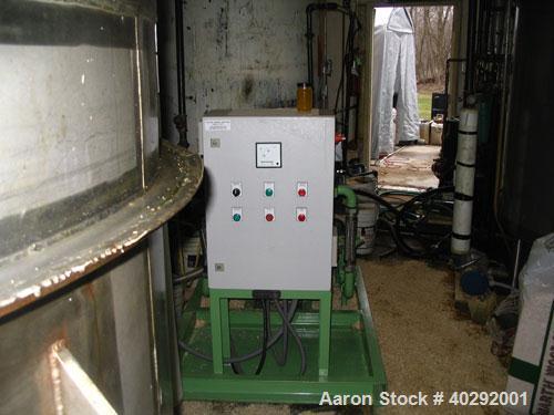 Used Delaval model MAB-205 solid bowl disc centrifuge, 316 stainless steel/aluminum construction on product contact areas. 8200 max bowl speed, purifier/clarifier design, light phase centripetal pump...