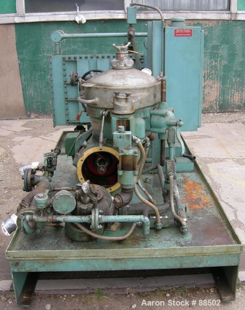 USED: Delaval model MAB-206-S29-60 solidi bowl disc centrifuge, 316 stainless steel/aluminum construction on product contact areas.Aluminum top cover. 8200 max bowl speed, purifier/clarifier design, ...
