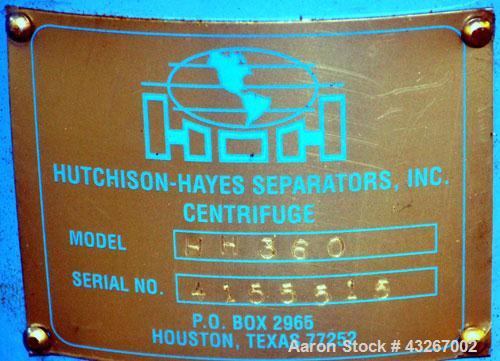 Stainless Steel Hutchison Hayes Solid Bowl Disc Centrifuge, HH-360