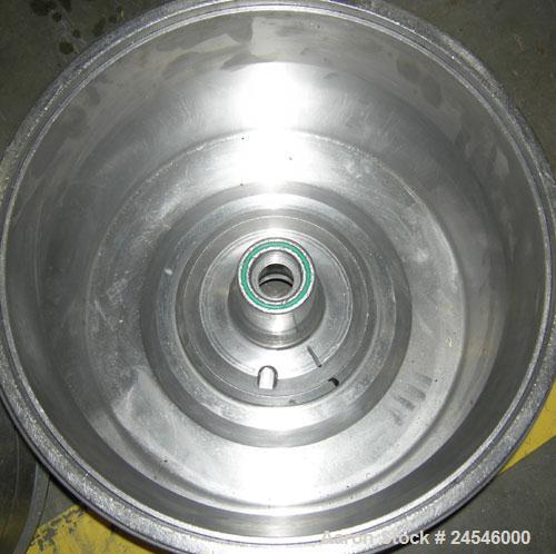 Used Westfalia BKA-28-86-076 Solid Bowl Disc Centrifuge, 316 Stainless Steel Construction (product contact areas). Maximum bowl speed 6500 rpm, chamber bowl clarifier design, centripetal pump liquid ...